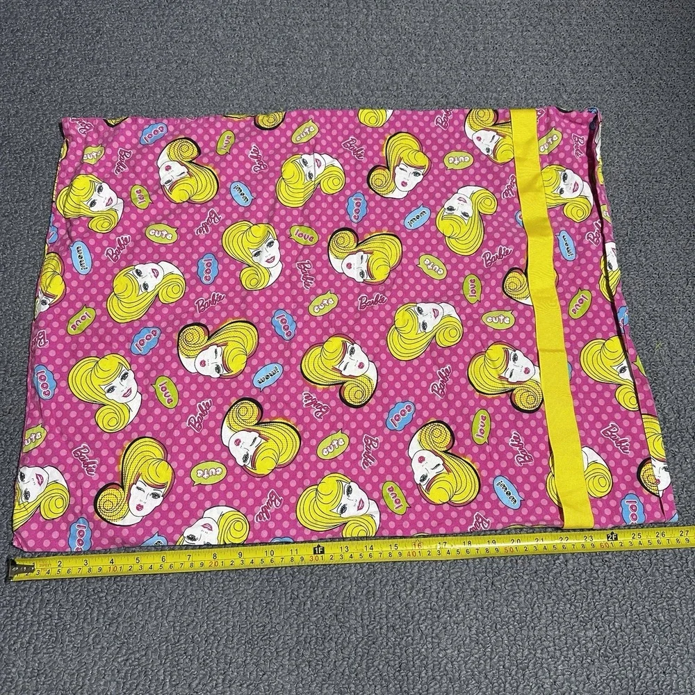 Barbie Pink Polka Dot Cartoon Princess Pillowcase 20x26 in Yellow Trim